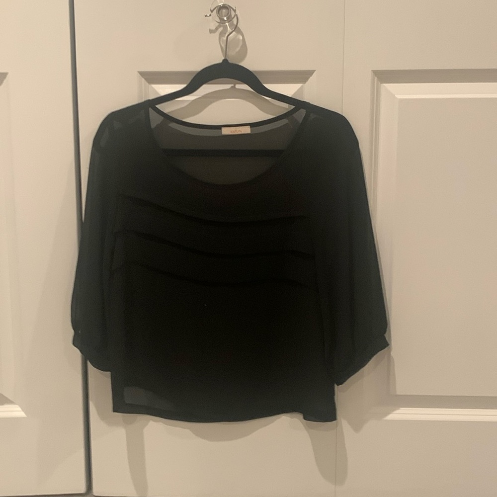 Kaitlyn black sheer long sleeve blouse
